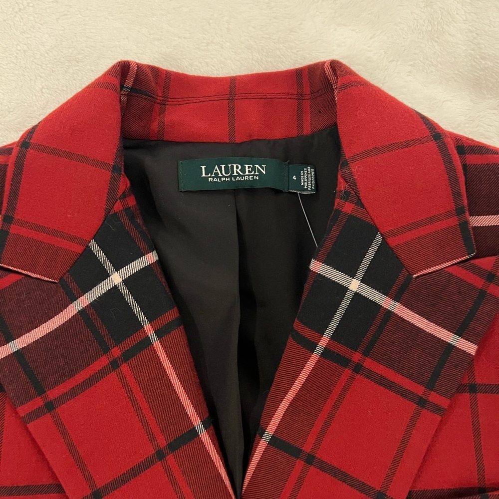 LAUREN Ralph Lauren Women’s  Red Plaid Blazer size 4 - Picture 7 of 16